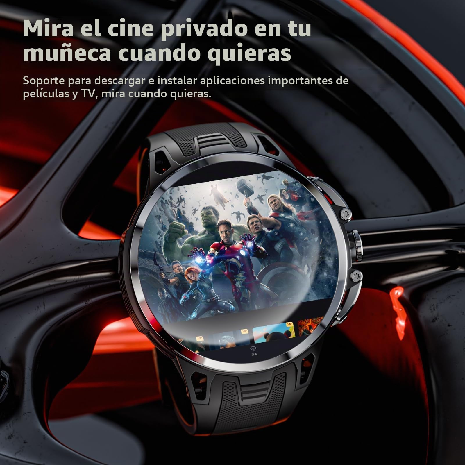 LOKMAT Reloj inteligente Android 4G, pantalla AMOLED de 1,75 pulgadas, 3 GB+32 GB, rastreador de actividad deportiva para hombres y mujeres, con ranura para tarjeta SIM, cámara giratoria, GPS, NFC