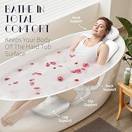 Full Body Bath Pillow for Bathtub, Thick Bathtub Cushion with Laundry Bag, Luxury Tub Pillow for Bath for Headrest Neck and Back Support White 51 x 16