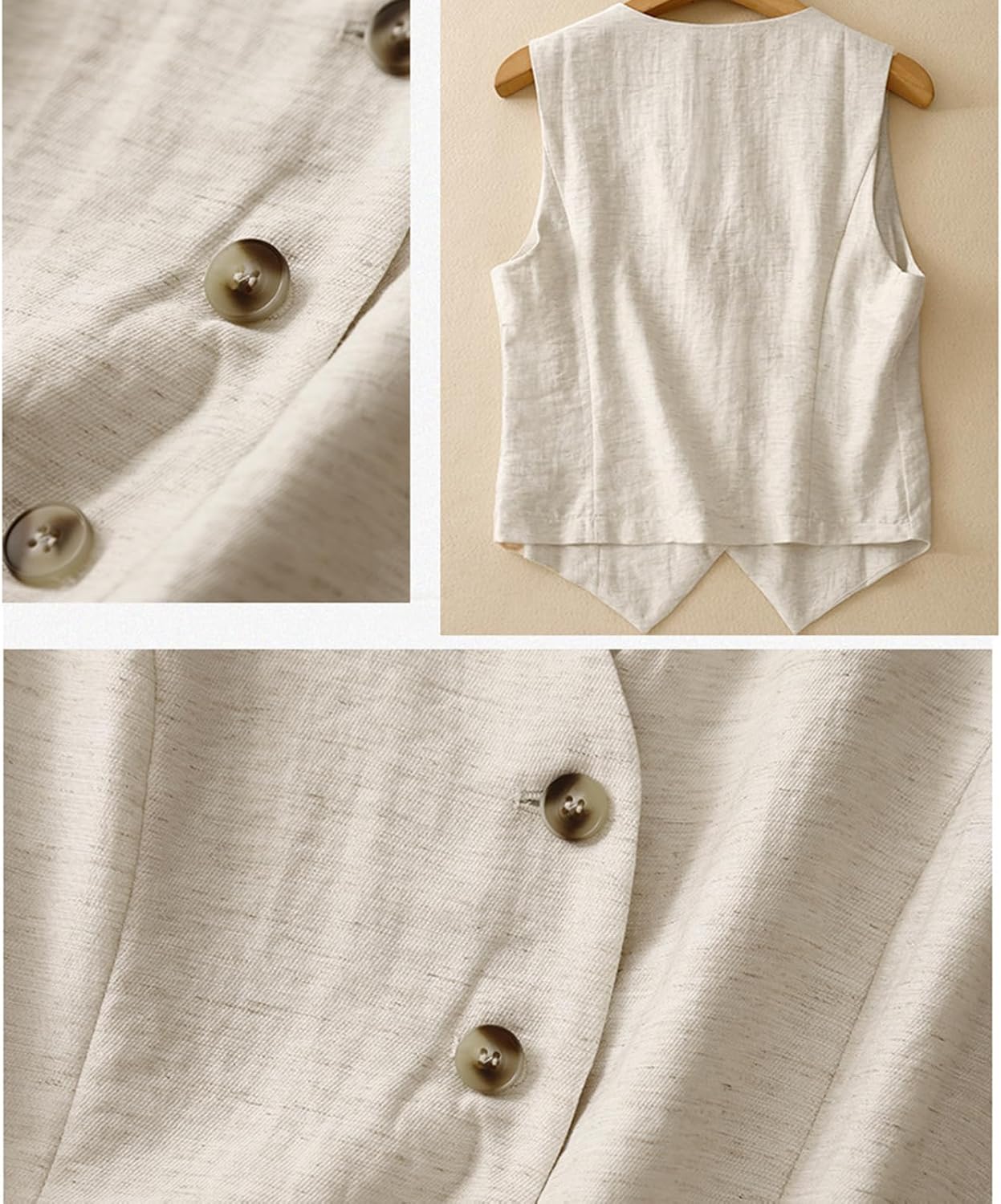 MINTLIMIT Women's Linen Vest Casual Button Down Sleeveless V Neck Blazer Tank Top Lightweight Business Jacket Waistcoat Vest with Pocket - Image 5