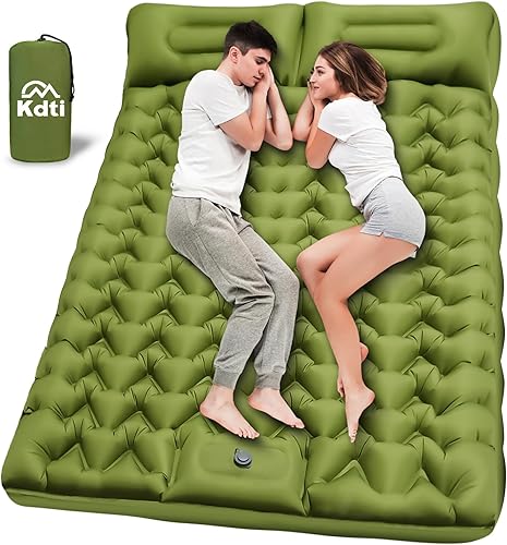 Miniatura 1 de Colchoneta de dormir doble para acampar con almohada, inflable, inflable, colchón de aire ultraligero, almohadilla de campamento impermeable
