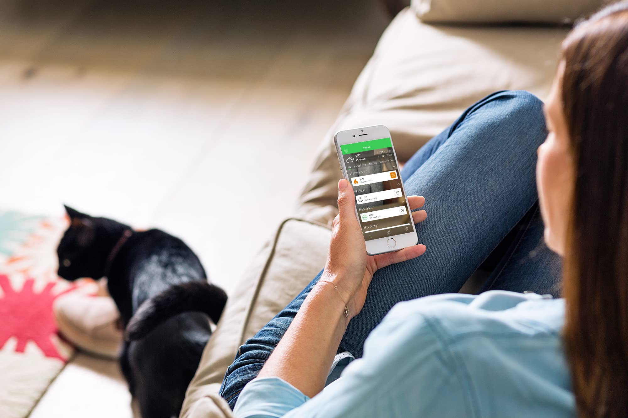 Schneider Electric Wiser Temperatur-/ Luftfeuchtigkeitssensor, Steuerung per App oder manuell, Zigbee, über Hub kompatibel mit Matter, Alexa, Google, Apple, Artikelnummer CCT593012