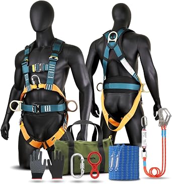 Fall Protection Harness,Safety Harness Fall Protection for Roofing/Electrical Work,Cushion bag&extra 30FT Rope