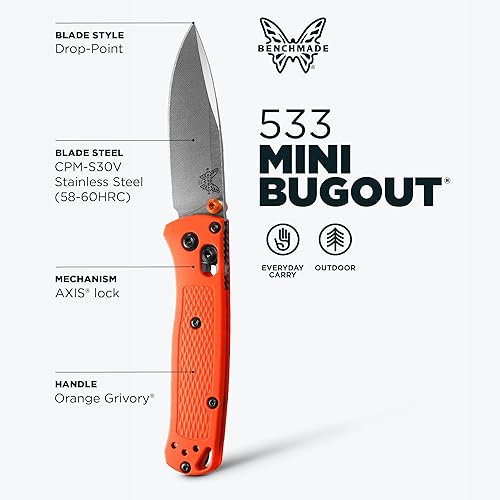 Miniatura 2 de Benchmade - Mini eje de insectos, cuchillo de punto caído, negro, talla única, modelo 533