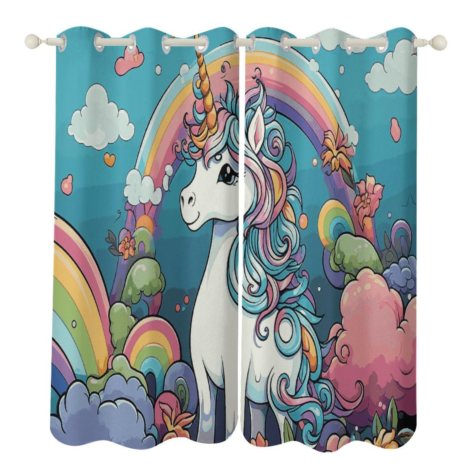 Rideaux occultants thermiques motif cheval 132x183cm pour chambre et salon