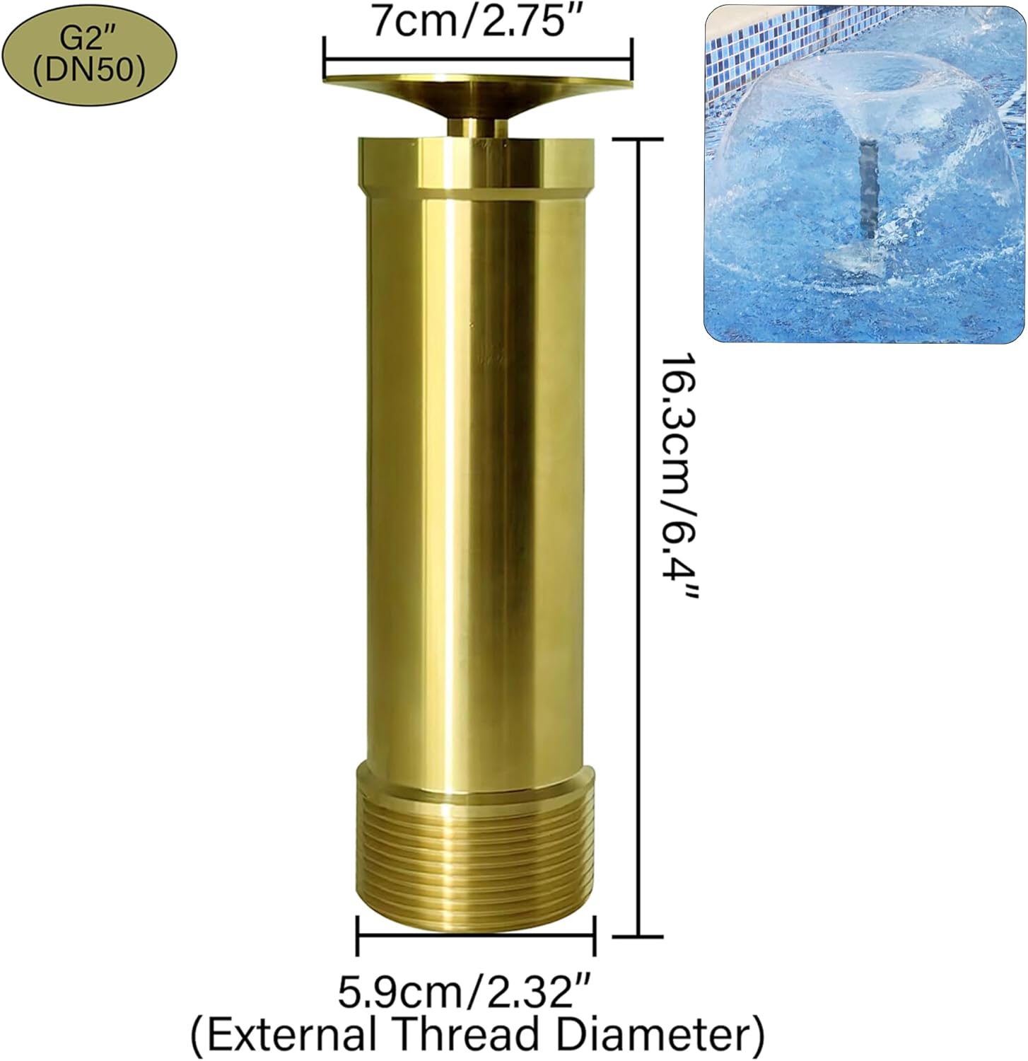 Brass Fountain Nozzle Heads, Adjustable Pond Fountain Nozzle, Suitable For Ponds, Gardens And Courtyards B-N-8 (G 2')