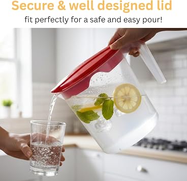 4 x Plastic Jug 1 Litre Fridge Door Water Jug - Milk Storage Contanier Pitcher Juice Jugs with Lid (Set-4)