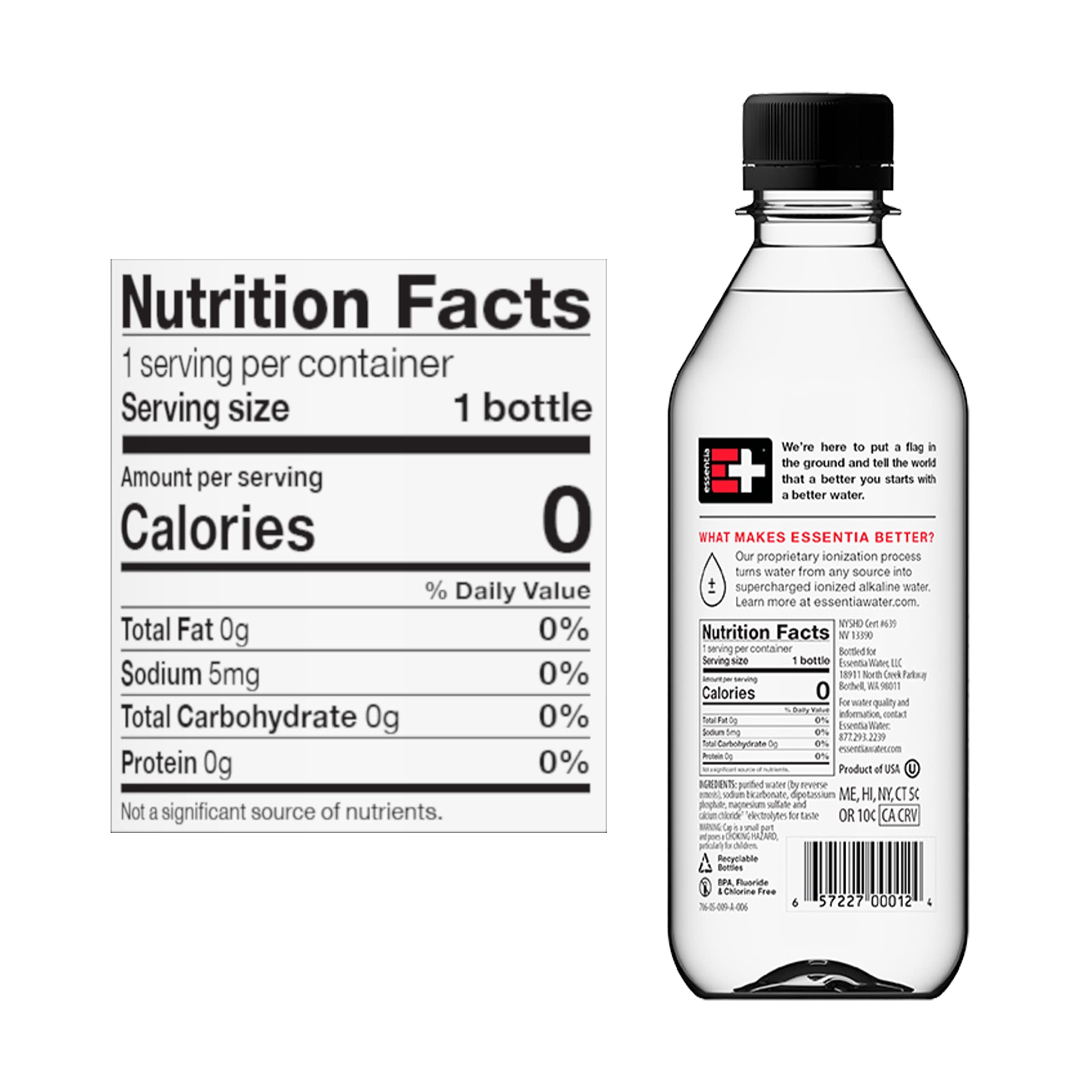 Essentia Water; Ionized Alkaline Bottled Water; 99.9