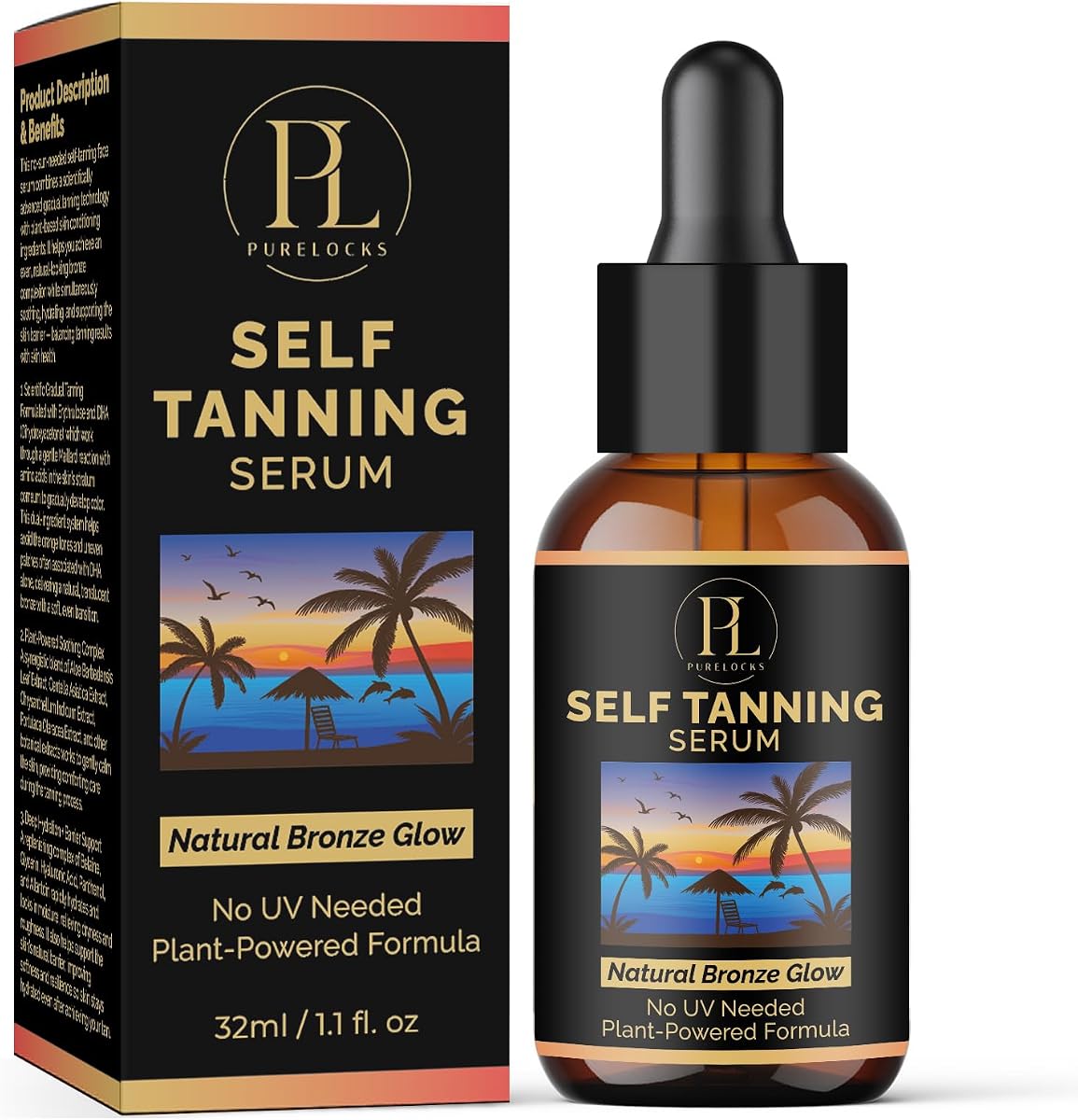 Gotas autobronceadoras para rostro y cuerpo, gotas bronceadoras personalizables para agregar a la crema hidratante o loción, bronceado falso hidratante sin sol con ácido hialurónico y aloe. 1.10 onzas líquidas