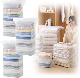 3 Pack No Pump Vacuum Storage Bags, Press and Seal Space Saver Compression Bags for Clothes, Bedding, Comforters, Blankets, Travel and Home Organization(3pcs Large(31.5 * 23.63 * 12.6inch))