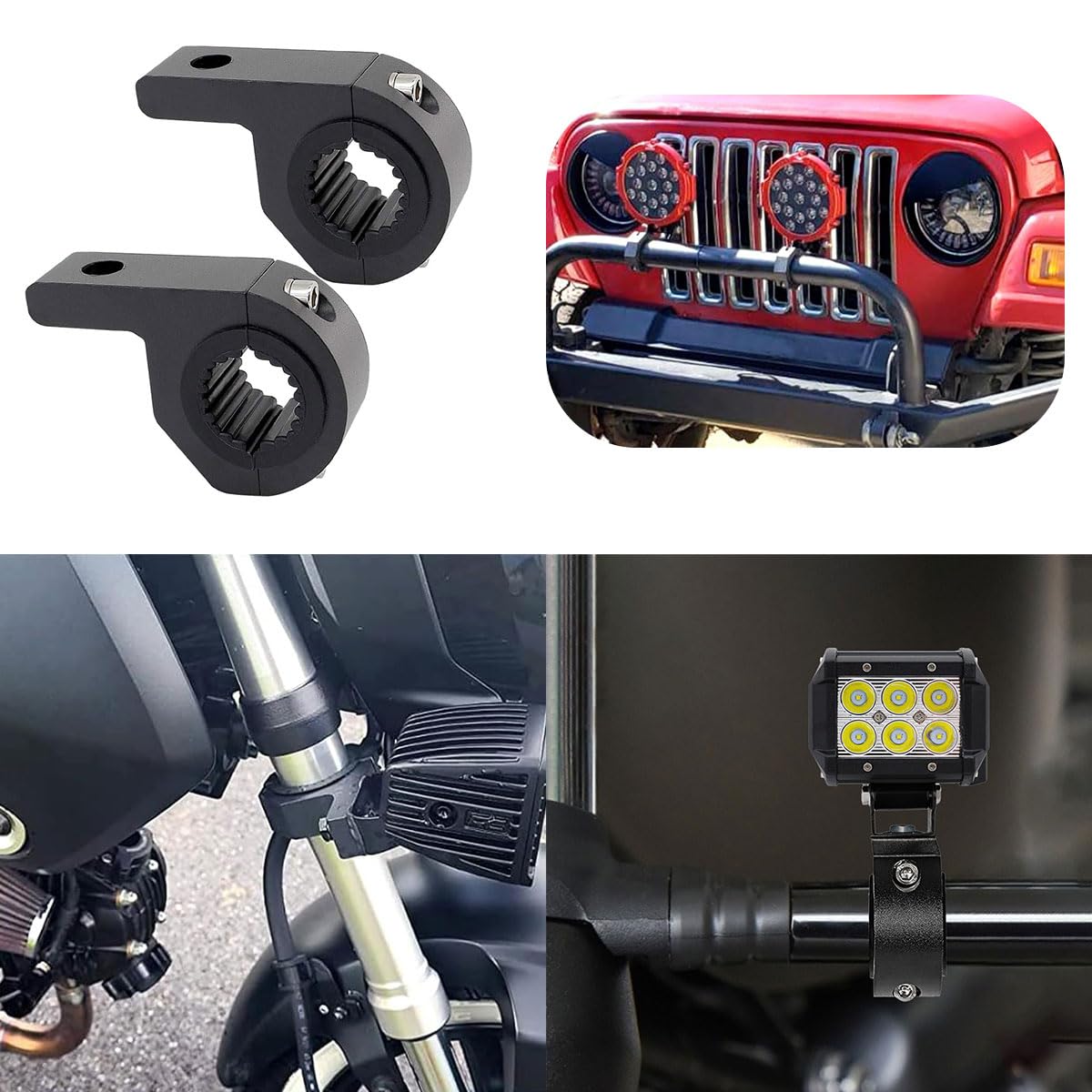 Staffe Universali Per Fari LED - 2 Pezzi, Regolabili Per Manubri 22-30cm, Per Auto, Moto, Barca - Foto 5