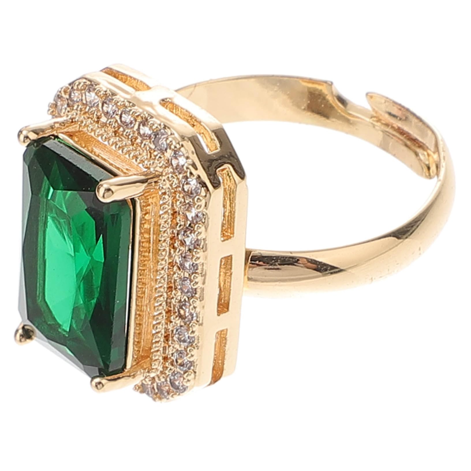 LIFKOME Zircon Ring Emerald Green Women's Engagement Wedding Jewelry Classic Stylish Ring for Occasion