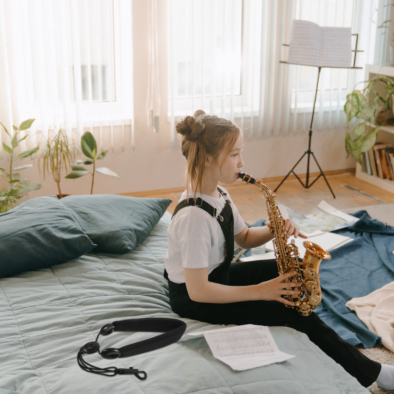 BESPORTBLE Comfortable Saxophone Neck Strap Sax Lanyard for Alto Tenor Soprano Practical Support for Balance Relief During Performance