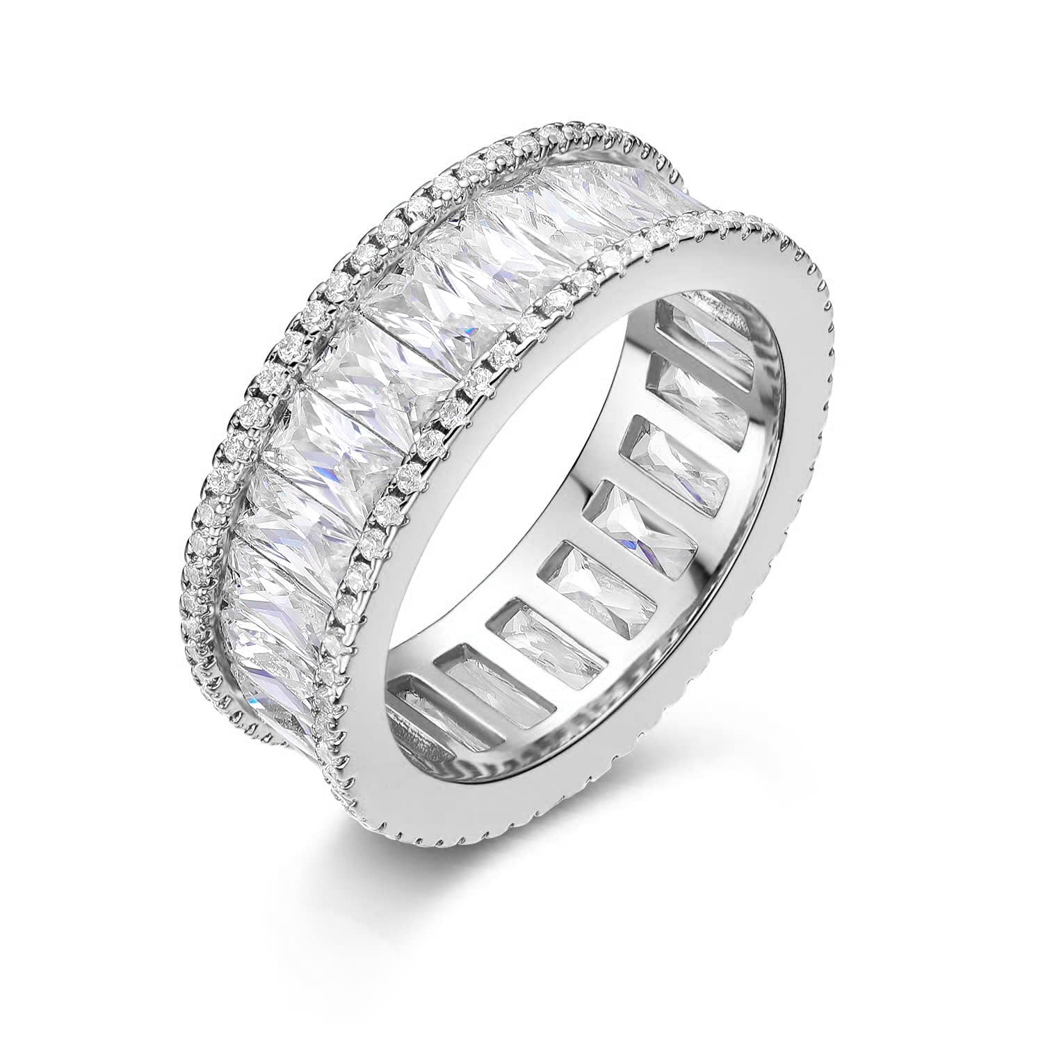 MDFUN 18K Gold Plated Eternity Rings for Women Cubic Zirconia Wedding Promise Engagement Band White 6