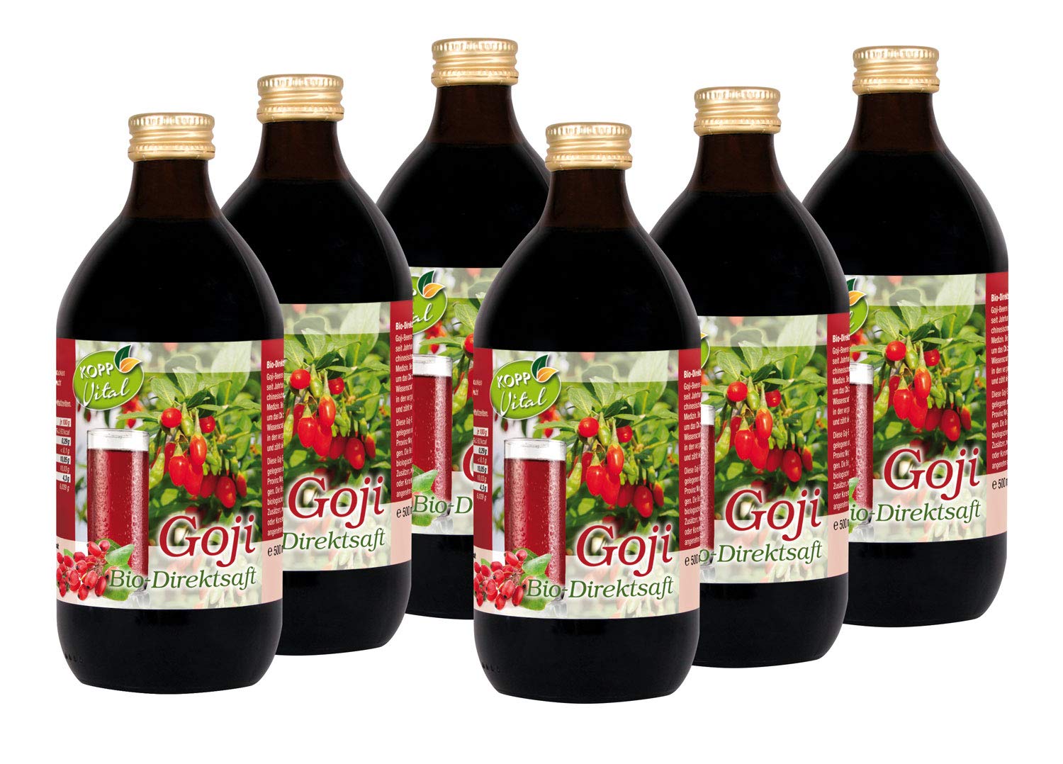 KOPP Vital® Bio-Gojisaft | Direktsaft | Karton mit 6 x 500ml | Bio-Qualität, schmeckt süß