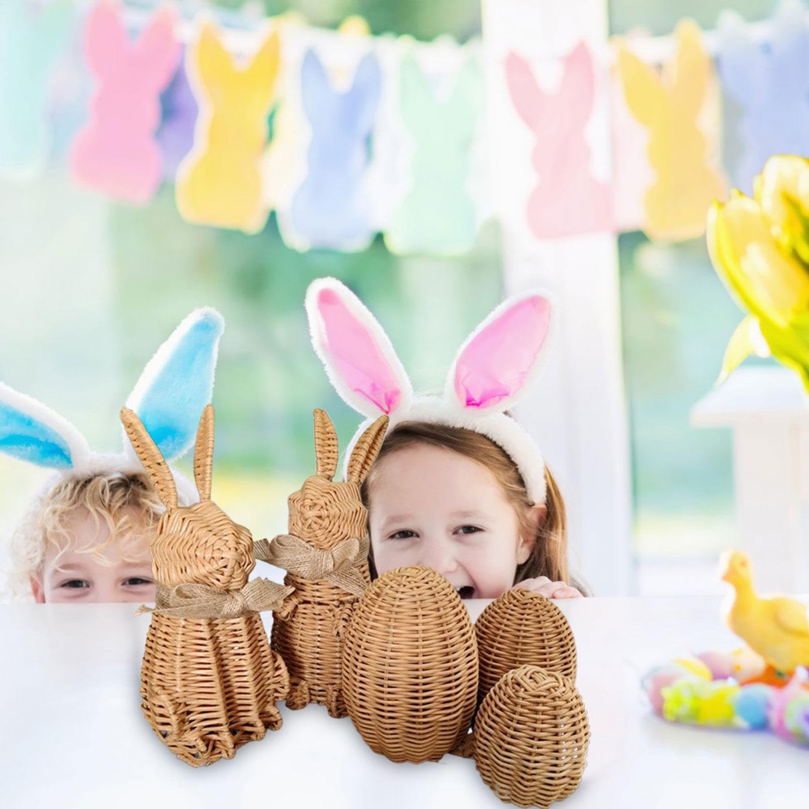 Decorazioni pasquali con coniglietto in rattan, coniglietto in rattan 5