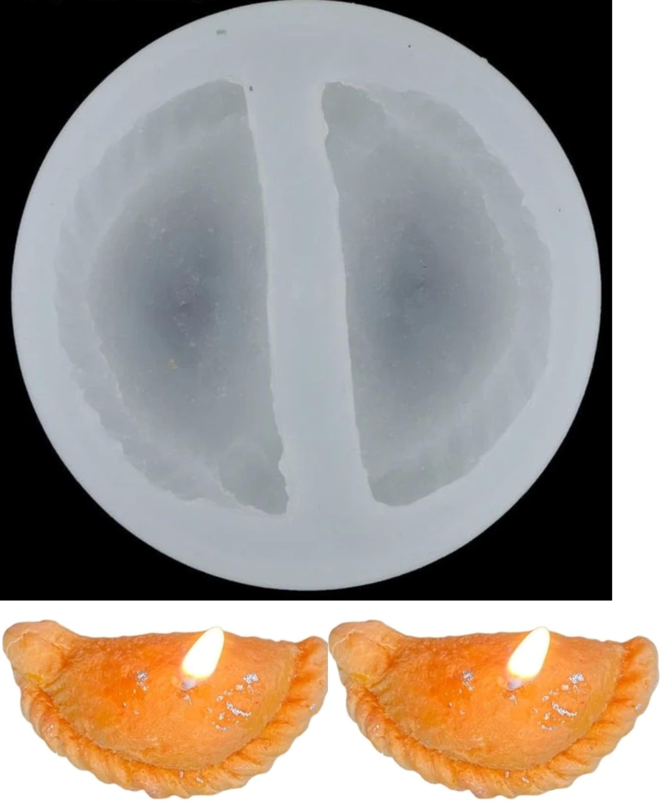 Bake House Arts Gujiya Shape Silicone Mould | 2-Cavity Mithai Style Candle Making Mould | DIY Wax, Resin, Soap, Dessert & Craft Mould for Diwali & Festive Décor-image-11