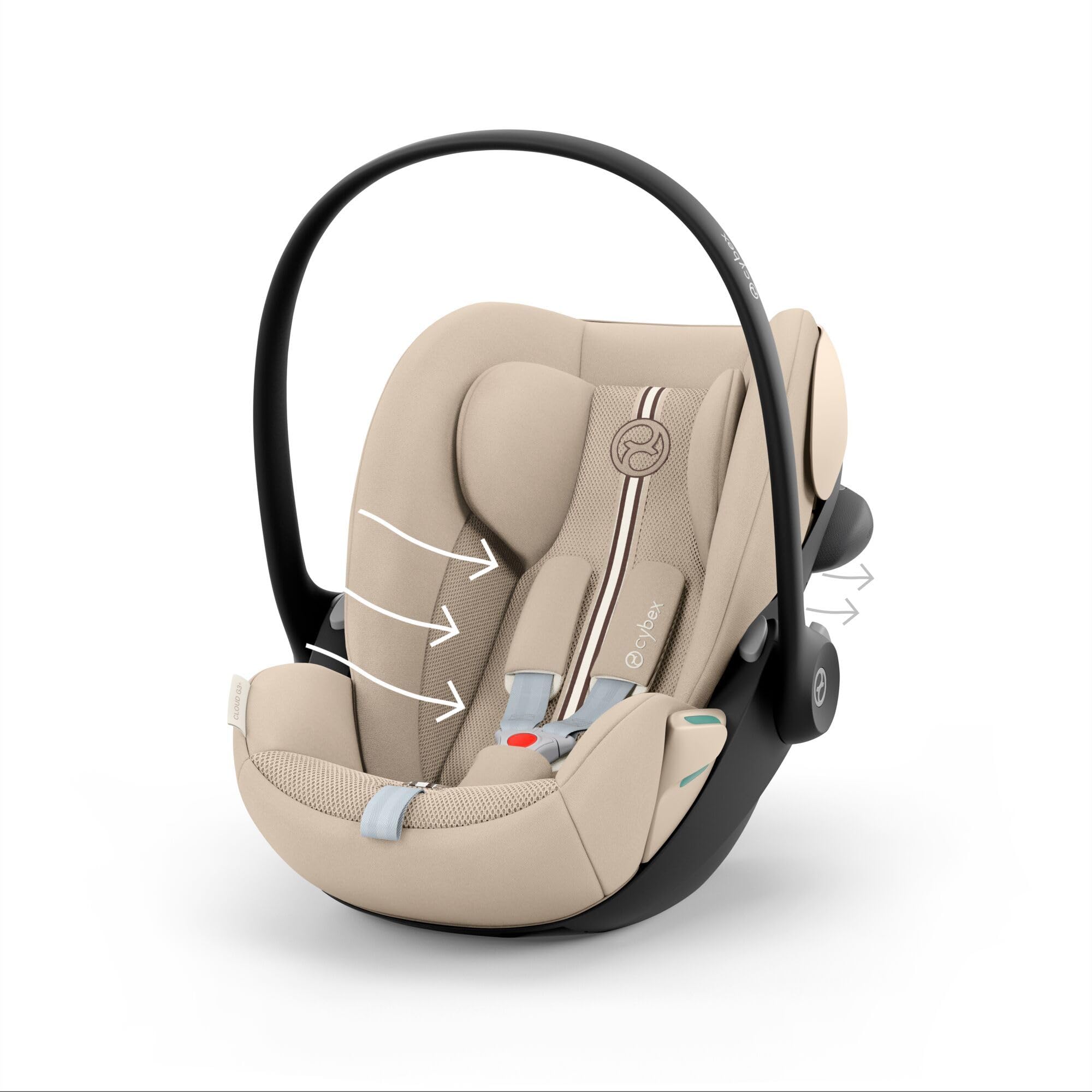 CYBEX Gold Fotelik dziecięcy Cloud G3 Plus, Od urodzenia do 24 miesięcy, Dla dzieci od 40 cm do 87 cm, Maks. 13 kg, Funkcja obrotu o 180°, Siateczkowa tkanina, Z wkładką dla noworodka, Almond Beige