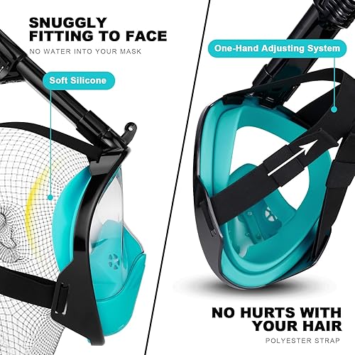 Miniatura 6 de Odoland Paquetes de esnórquel, máscara de esnórquel de cara completa para adultos y jóvenes con soporte para cámara, aletas de natación ajustables,