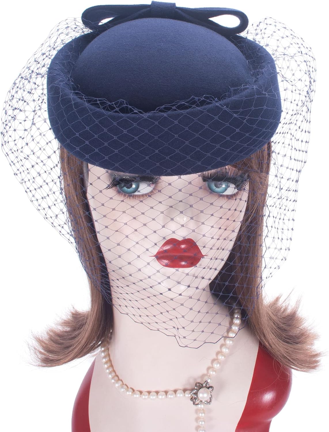 Lawliet Womens 1920s Vintage Look Wool Felt Fascinator Pillbox Hat Beret Cocktail Winter A606