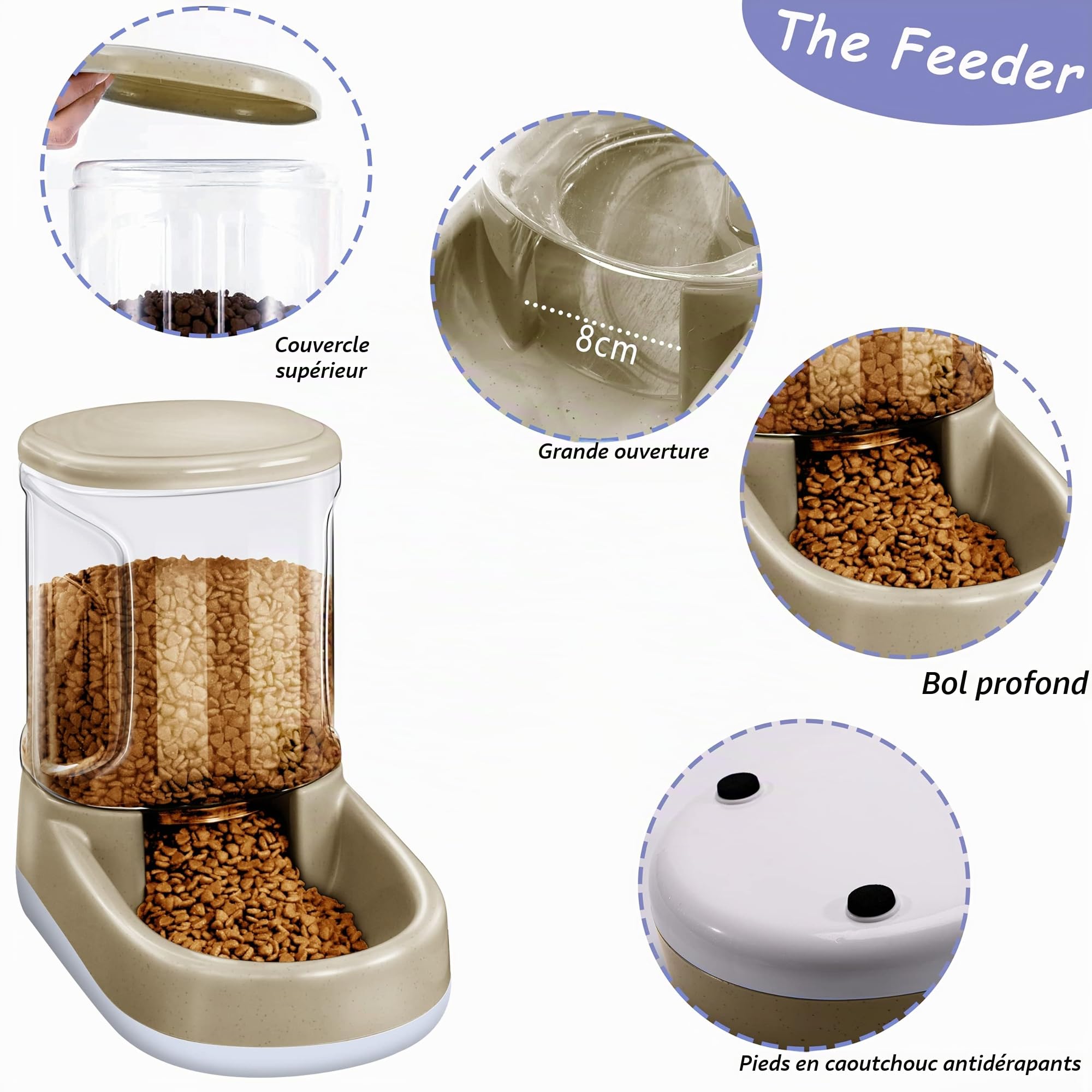 Distributeur d'eau 2 en 1 pour Animaux de Compagnie et Distributeur Automatique de Nourriture pour Chiens et Chats de Petite et Moyenne Taille, 3,8 L
