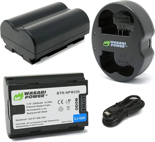 Miniatura 1 de Wasabi Power Batería (paquete de 2) y cargador dual para Fujifilm NP-W235 y compatible con Fujifilm X-H2S, GFX 50S II, GFX 100S, Fujifilm X-T4,