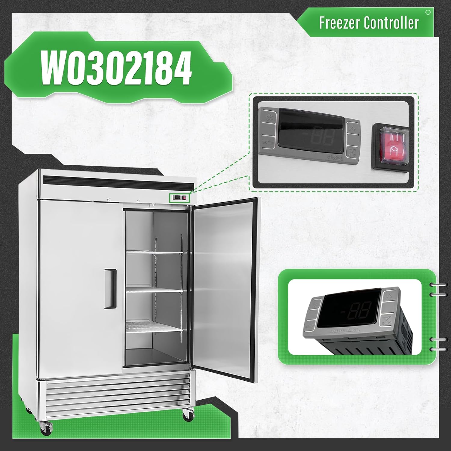 W0302184 Freezer Controller Compatible with Atosa Freezer (MBF8001, MBF8002, MBF8003, MBF8501, MBF8501GR, MBF8503, MBF8503GR, MBF8504, MCF8701, MCF8703)