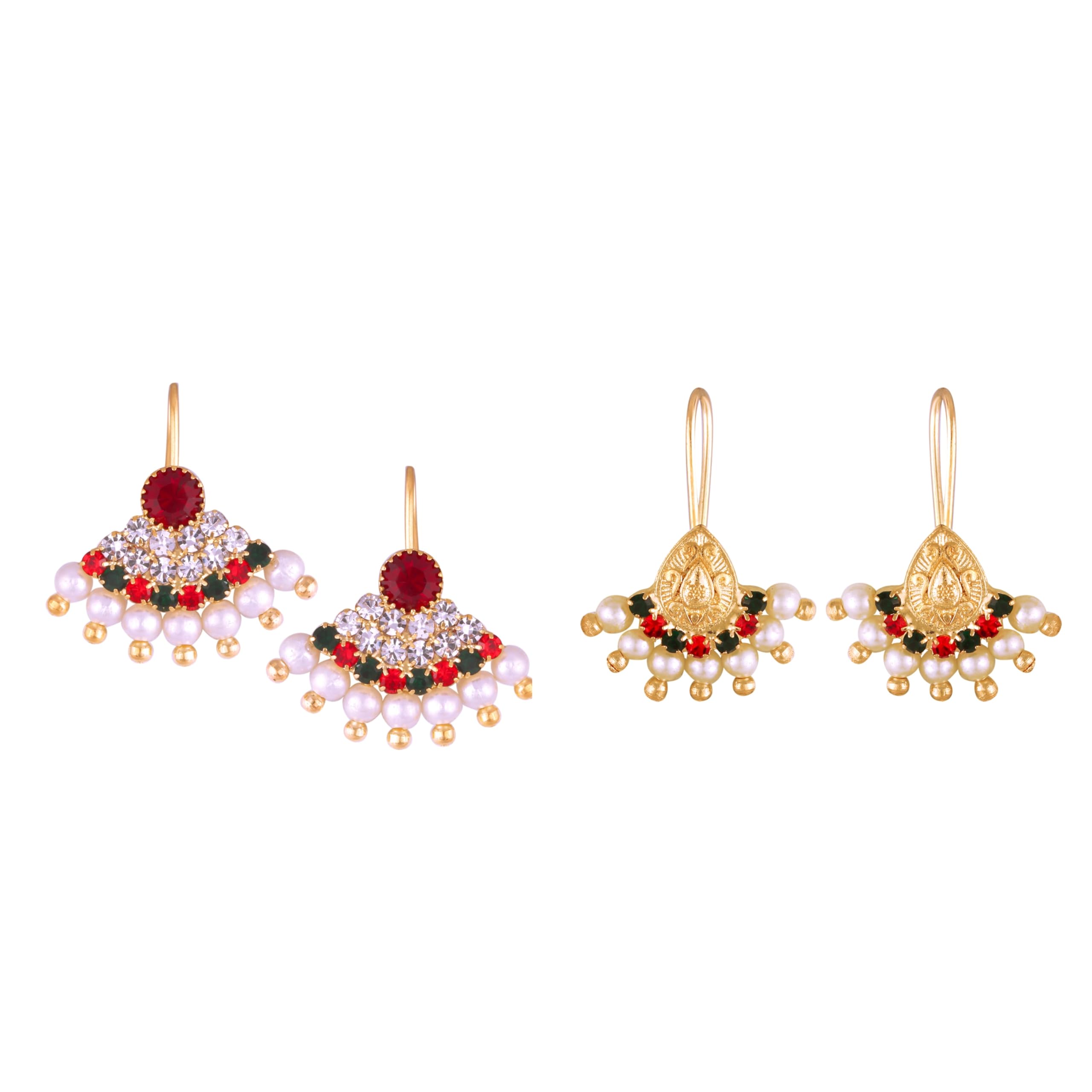 Vivastri Elite & Unique Bugadi Combo With CZ Stone Beaded Colourfull Bugadi Earrings For Women & Girls-image-19