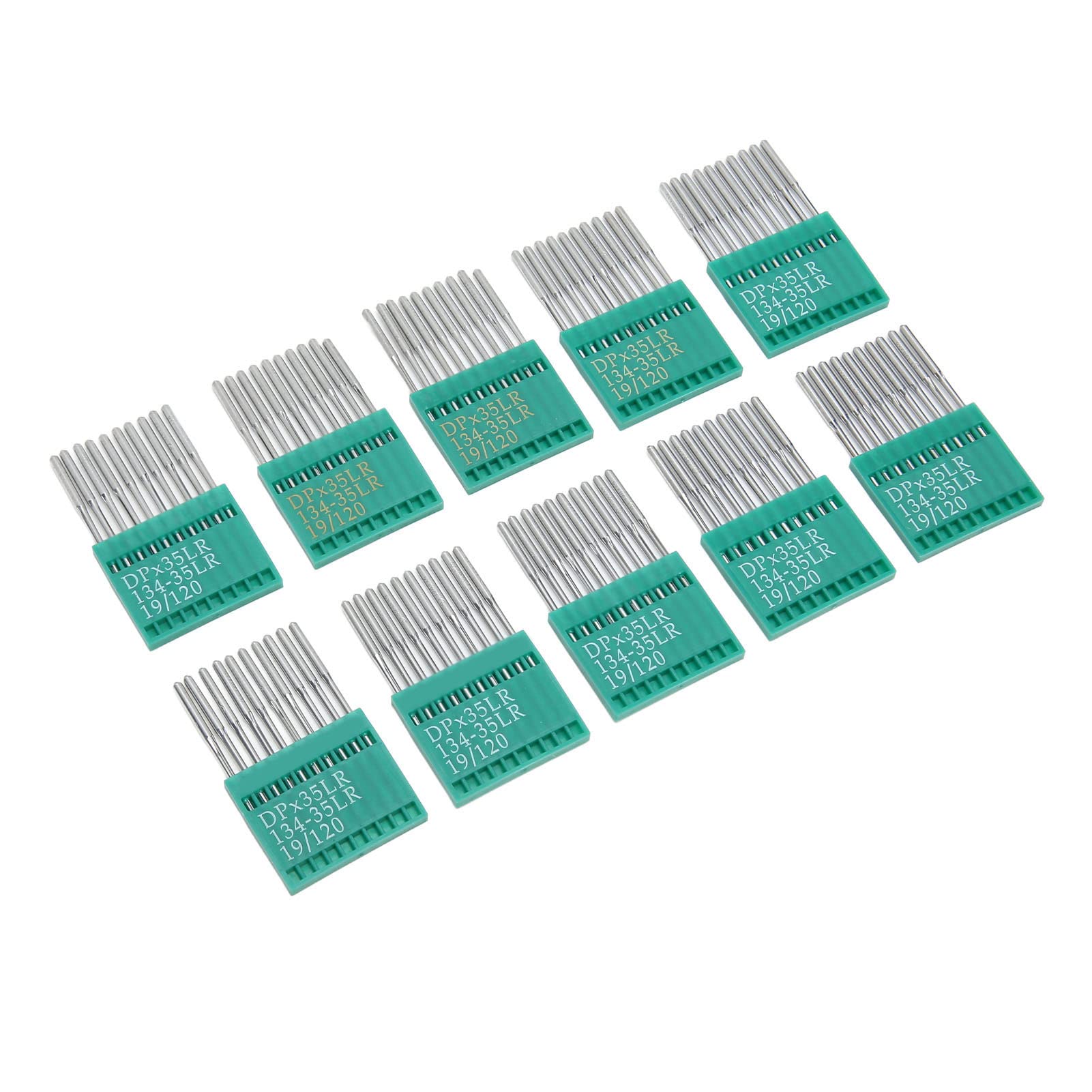 Aghi per macchina da cucire, confezione da 100 pezzi, misura 120/19, aghi in acciaio per ricamo su pelle e tessuti elastici; prevengono i salti di punto, con in plastica