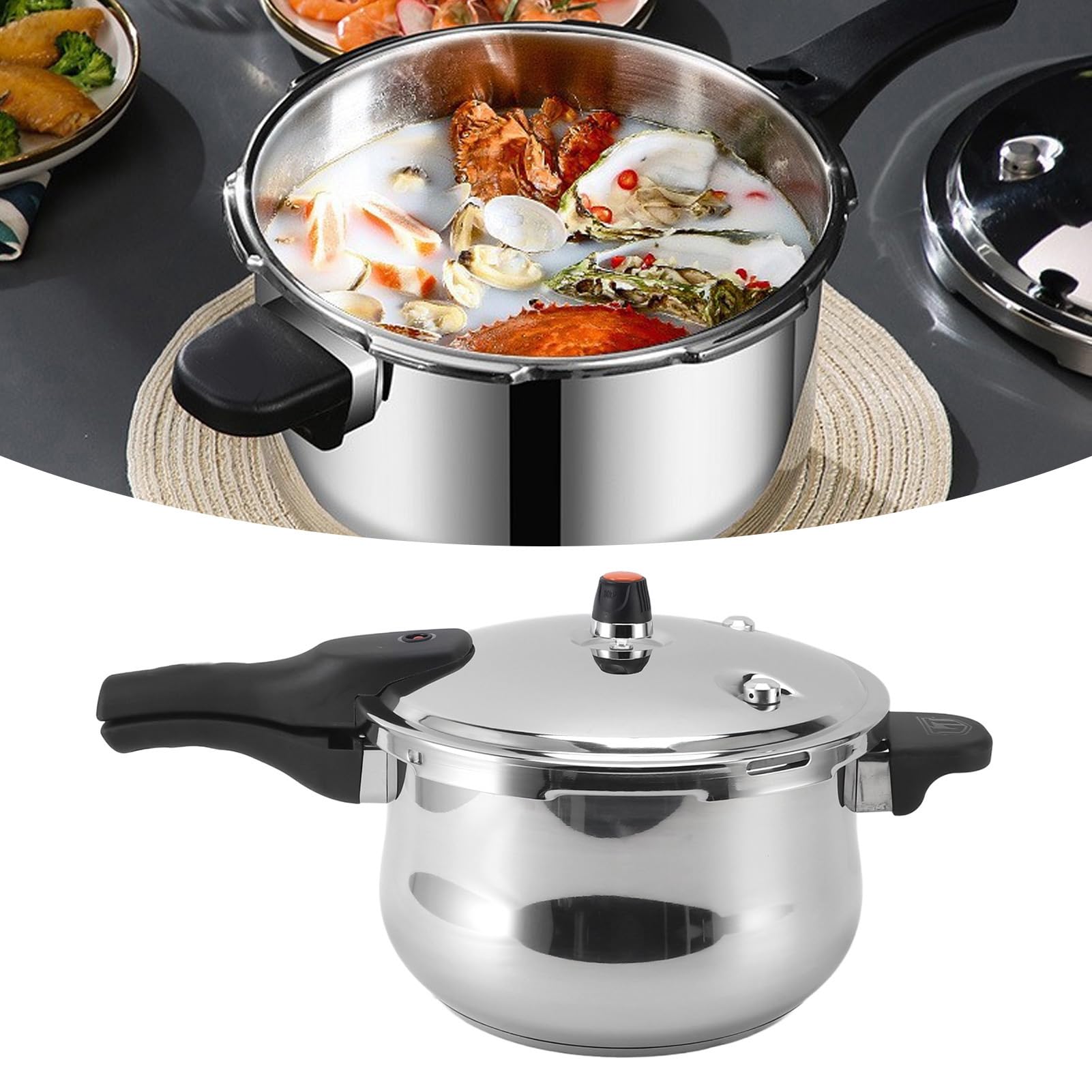 AMONIDA Szybkowar Elektryczny ze Stali Nierdzewnej 80KPA Szybkie Gotowanie dla Wydajnego Przygotowywania Posiłków w Domu Uniwersalne Naczynia Ciśnieniowe (9L)