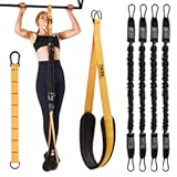 Pull Up Assistance Bands Set - 4 Heavy-Duty Pull Up Bands, Height Adjustable Strap & Comfortable Foot Strap - Stackable Pull Up Resistance Bands for Pull Ups (Yellow)