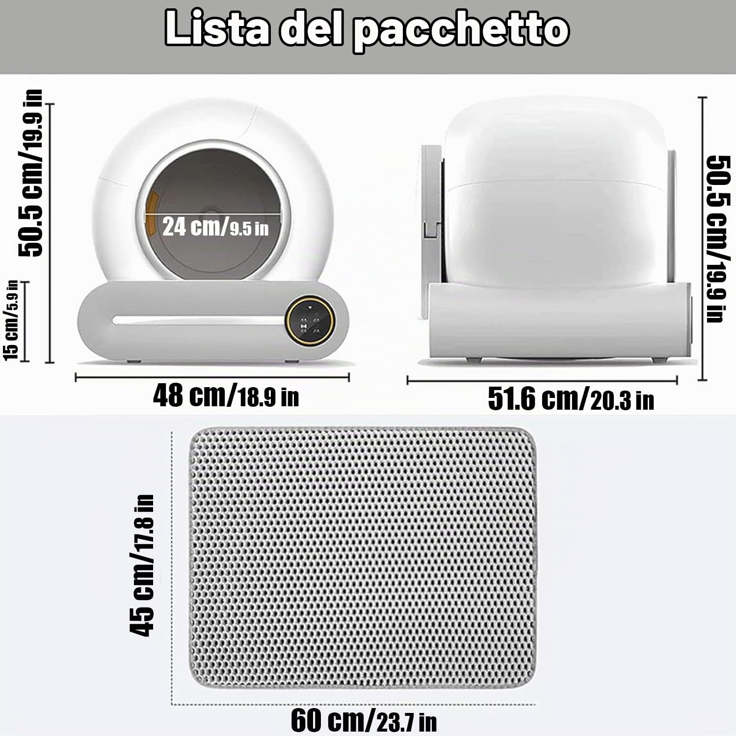Lettiera Gatto Autopulente Automatica 65 L + 9 L Di Grande Capacità/Controllo APP/Deodorante Ionico Lettiera Gatto Automatica, Tappetino Per Gatti Multipli