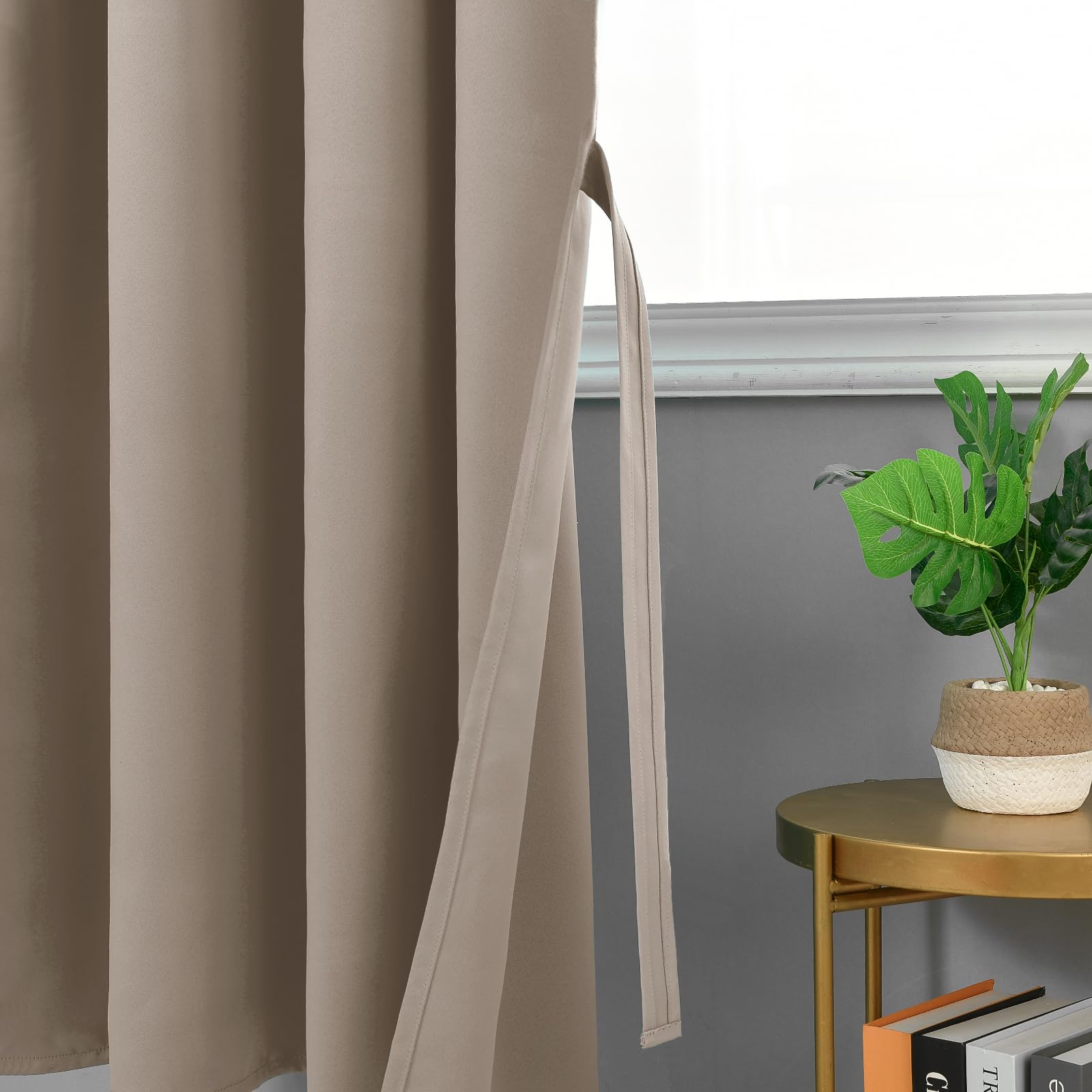 JIUZHEN Curtains, Taupe, Blackout, Thermal, 2 Panels, W 55.1" x L 96.5", Bedroom, Living Room, W 55.1" x L 96.5" (2 Panels) - Image 3