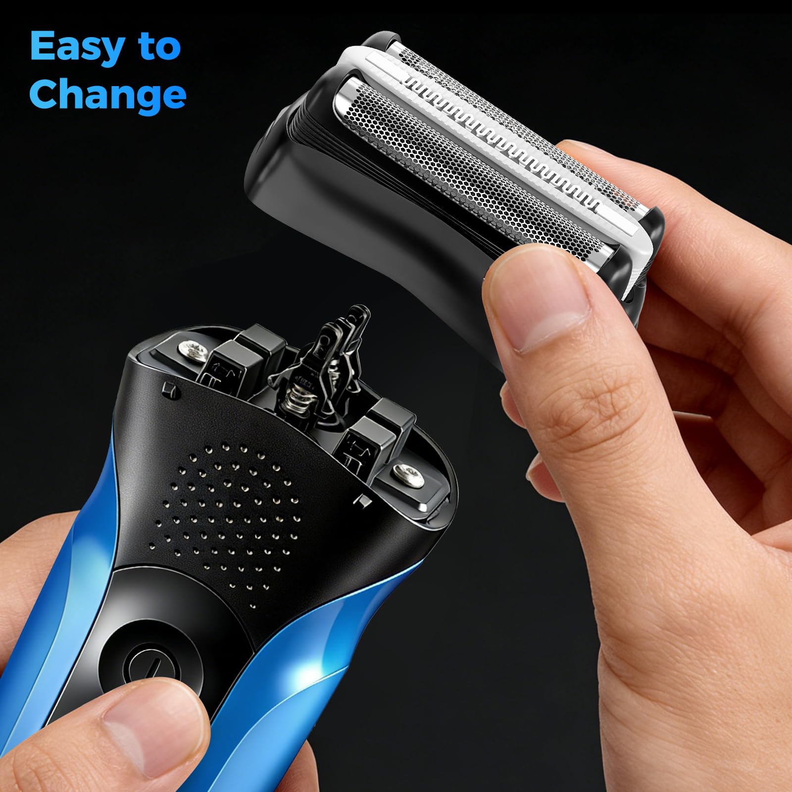 Testina Rasoio Compatibili Braun Serie 3 32B, Testine di Ricambio per Regolabarba Elettrico Barba Uomo Recupera il 100% delle Prestazioni Adatto per S3 300S 301S 310S 3020S 3030S 3040S (Nero)