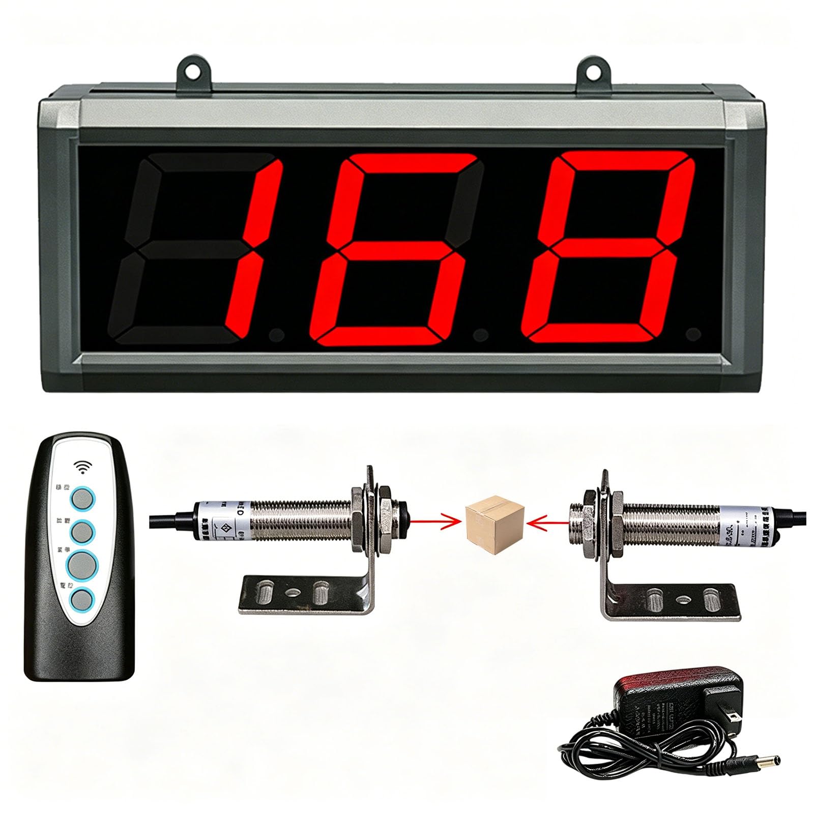 Enpvneer Large Digital Counter, Digital LED Counter Count Up To 999, Sensor Distance 0-65.6FT, Power-Off Memory Function, For Conveyor Belts Automatic Counting