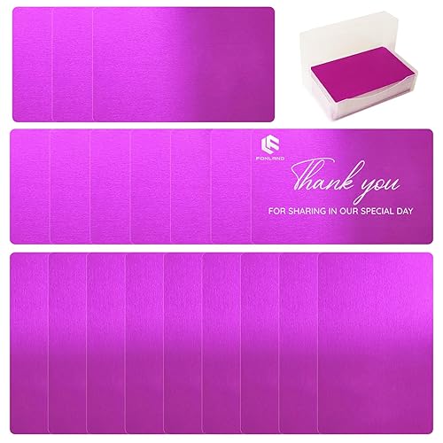 FONLAND 100 Pieces Aluminum Metal Business Cards Blanks Name Card Aluminum Plaque Plate for Laser Engraving Machine, Home, Office, Customer DIY Cards Presents, Purple - Purple 100 pieces