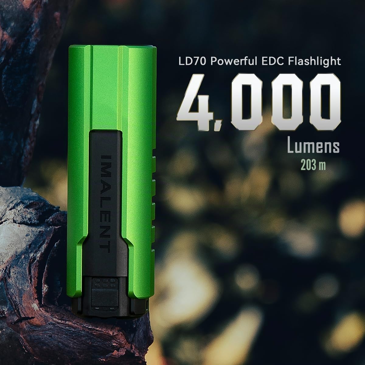 IMALENT LD70 mini EDC Lampe Torche 4000lumens, Petite Lampe Rechargeable Puissante avec Porte-Clés - Torche LED One CREE XHP70.2 Lampes, Idéal pour la promenade de chien et la pêche-Vert