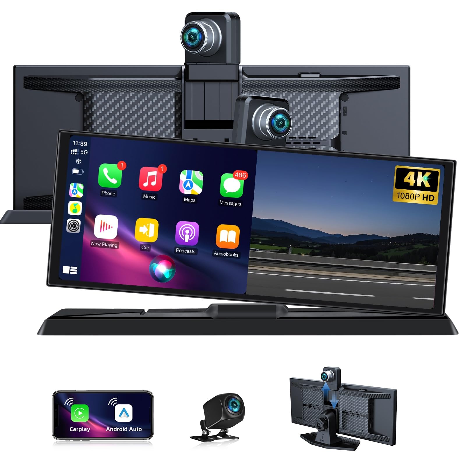schermo car audio 11,3 pollici carplay con supporto rotante 4k