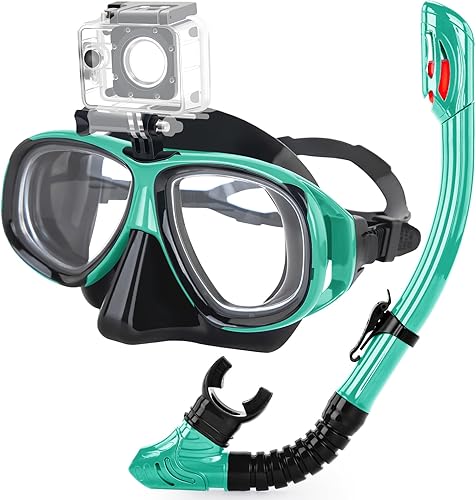 Equipo de esnórquel para adultos y jóvenes, máscara de buceo antivaho para miopía y snorkel seco de silicona para buceo, pesca submarina apnea