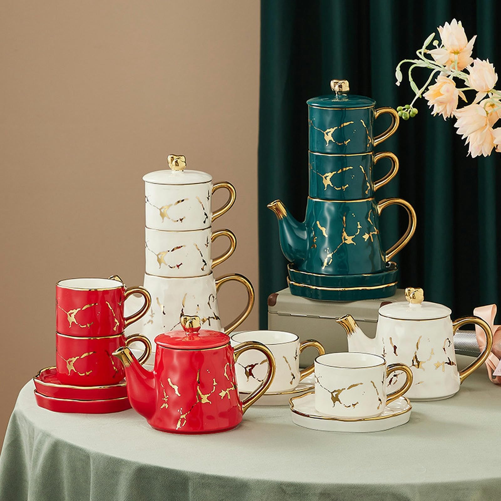 Amazon.com | INS Style Ceramic Tea Pot, Coffee Cup and Dish Set