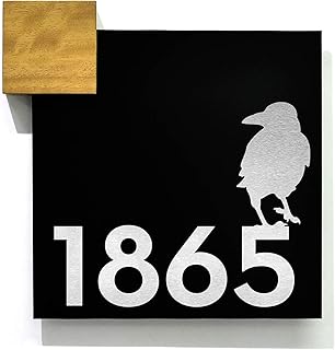 Modern Wall Hanging Sign - Black Aluminum (ACP), Silver Fiber Laser Engraving - Raven Art - Raven Silhouette - Raven Sign - Raven Decor