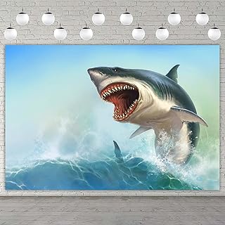Carcharodon Carcharias Shark Banner Backdrop Background Under The Multi
