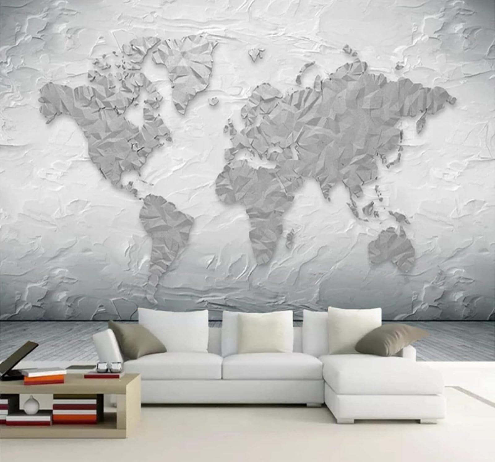 Wallpaper-3D-Xlm 300Cm×210Cm(B×H) Abstract Relief Stone Texture World Map 3D Wallpaper Easy Install Feature Office Living Room Sofa Bedroom Tv Background Wall Decoration-300Cm×210Cm