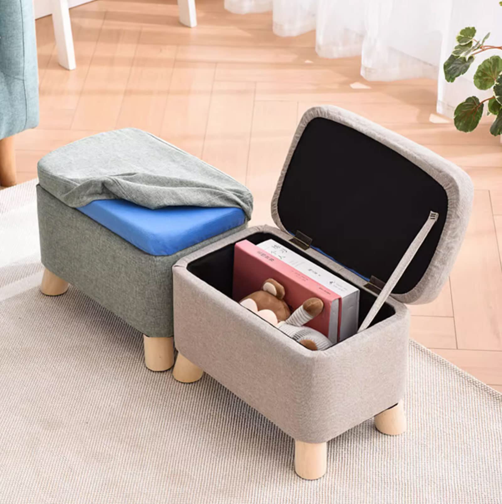 Amazon｜オットマン、フットスツール、ソファスツール、リネン生地