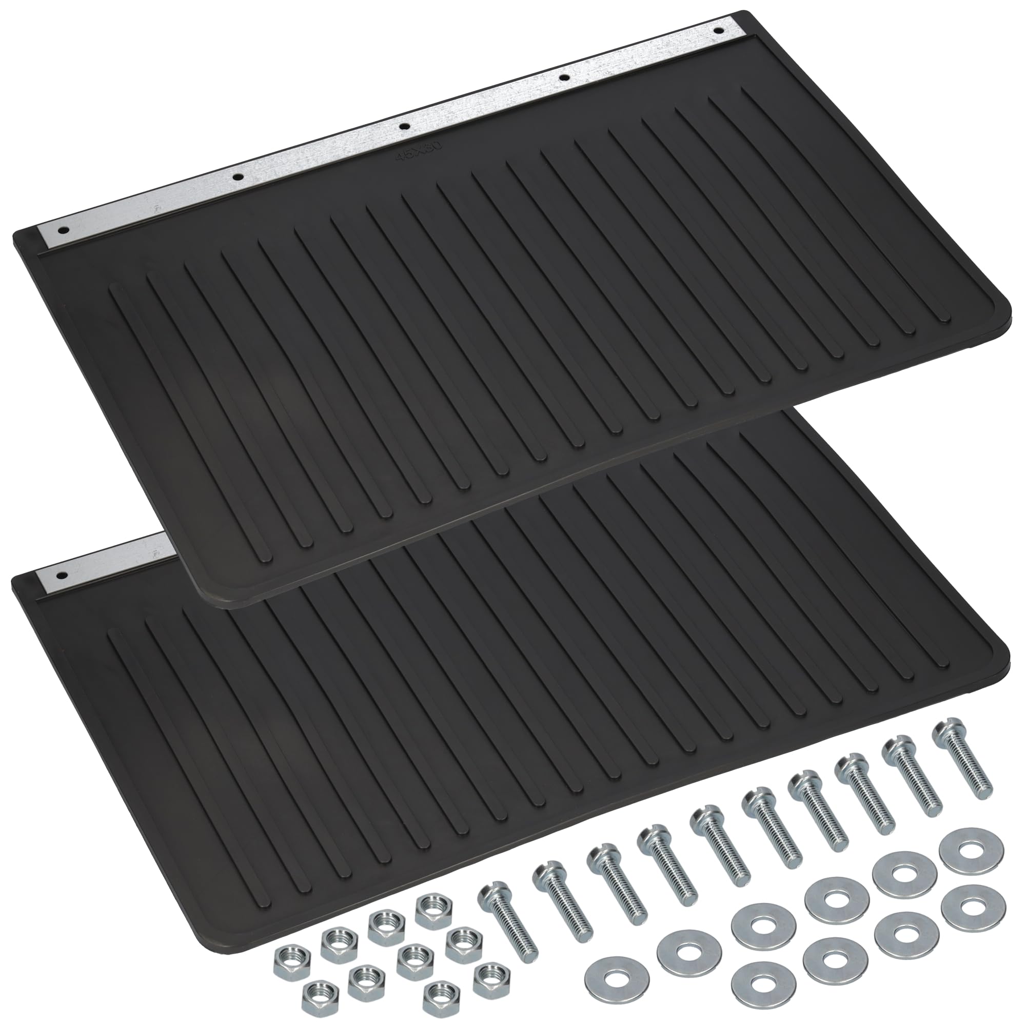 2X Schmutzfänger Schmutzlappen Spritzschutz Anhänger Trailer LKW NFZ mit Metallverstärkung und Anbaumaterial (500x300mm)