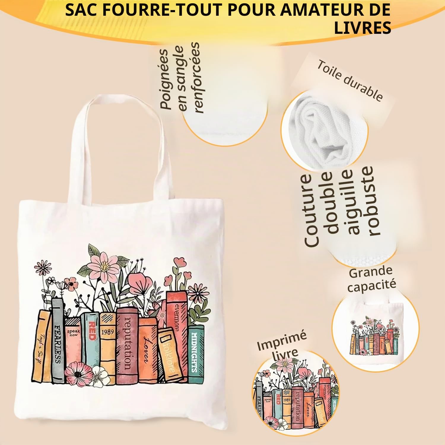 Onperpoe Cadeau d'anniversaire pour les amateurs de livres avec sacs fourre-tout, sacs cosmétiques, bouteilles en verre, bibliothécaire, bibliothécaire, cadeau pour lecteurs, enseignants, étudiants