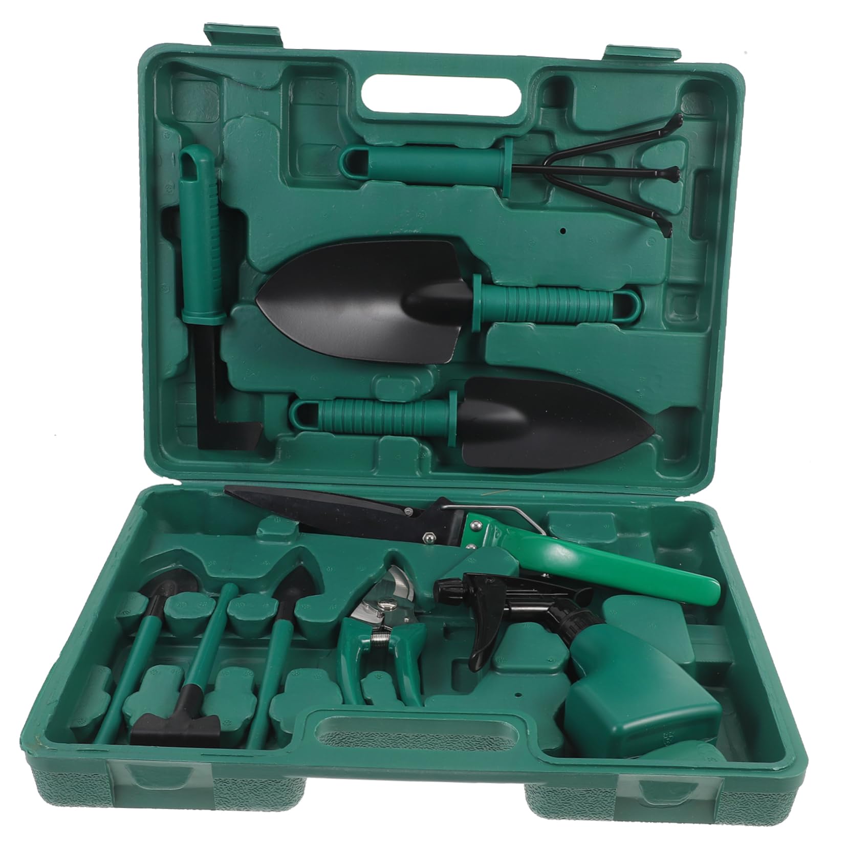 Kit de Herramientas de Jardinería 10 Piezas con Rastrillo, Pala y Tijeras, en Funda de Transporte para Cultivo y Mantenimiento del Jardín