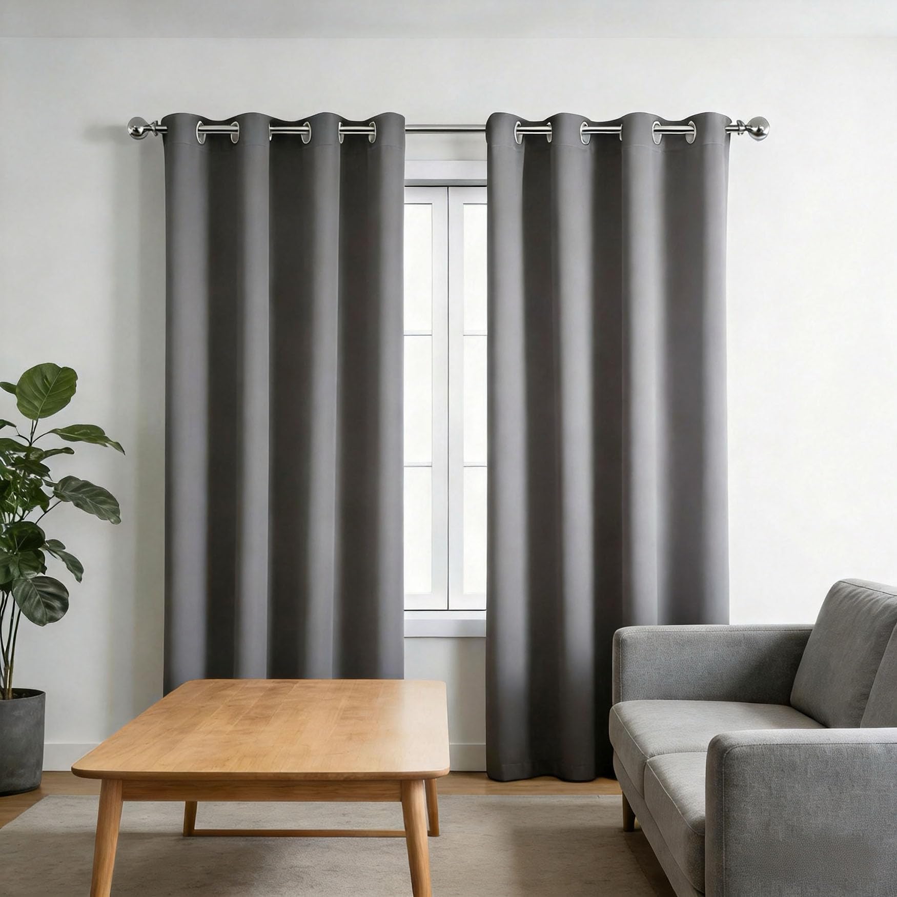 Rideau thermique 185 x 265 cm gris anthracite opaque anti-UV pour fenêtres de salon