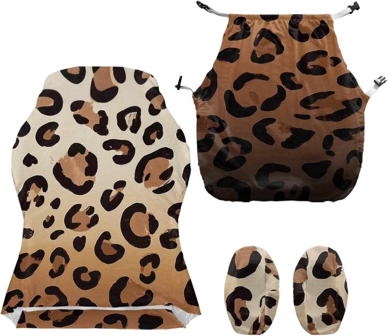 Leopard Print Gaming Chair Covers Dustproof Stretch Gamer Armchair Slipcover with Arm Rest Covers Non-Slip Swivel Boss Chair Protector Covers