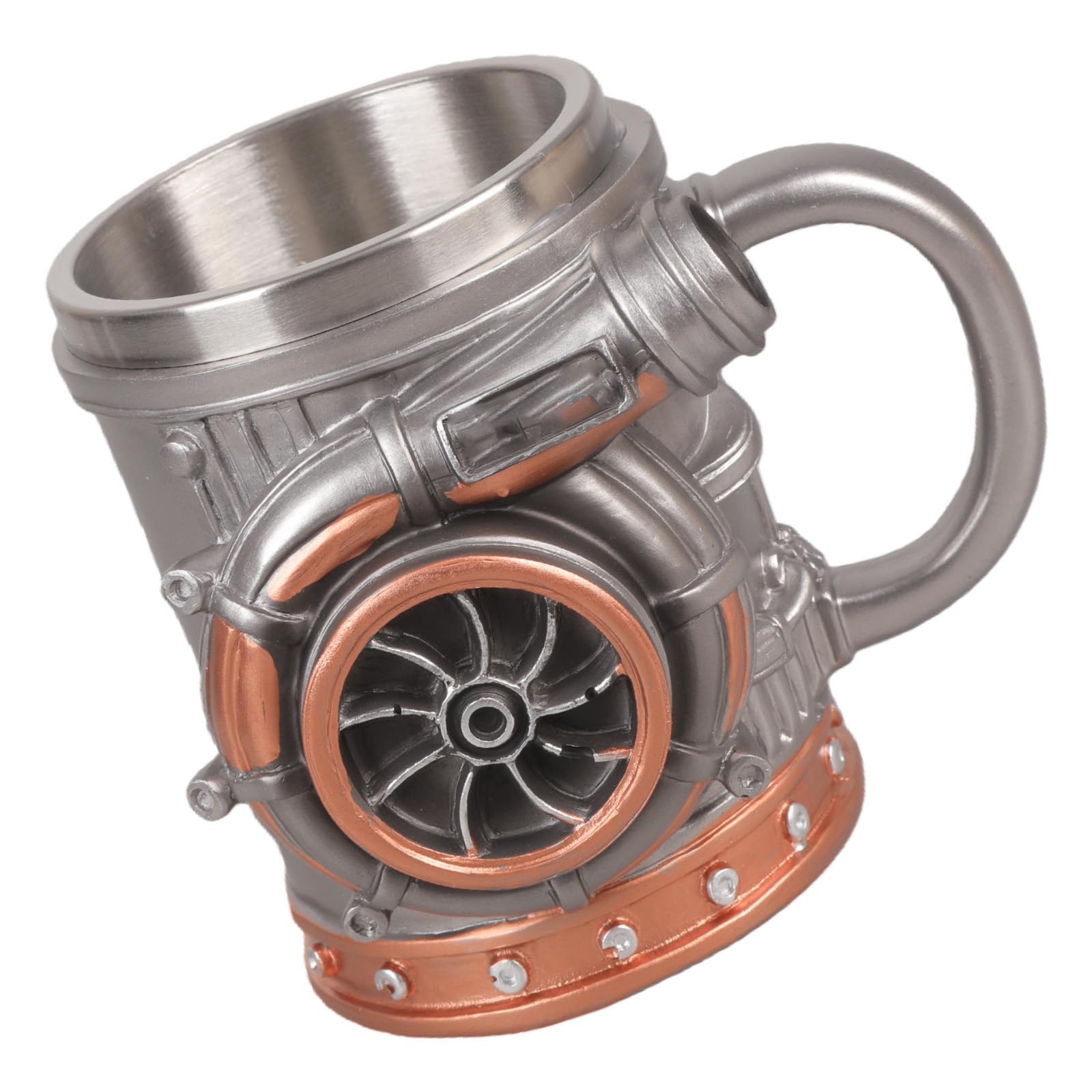 RAFGALDEX 3D Turbocharger Design Stainless Steel Coffee Cup Mechanical Engine Drinkware Mug for Automotive Fan and Gift Giving Unique Coffee Cup