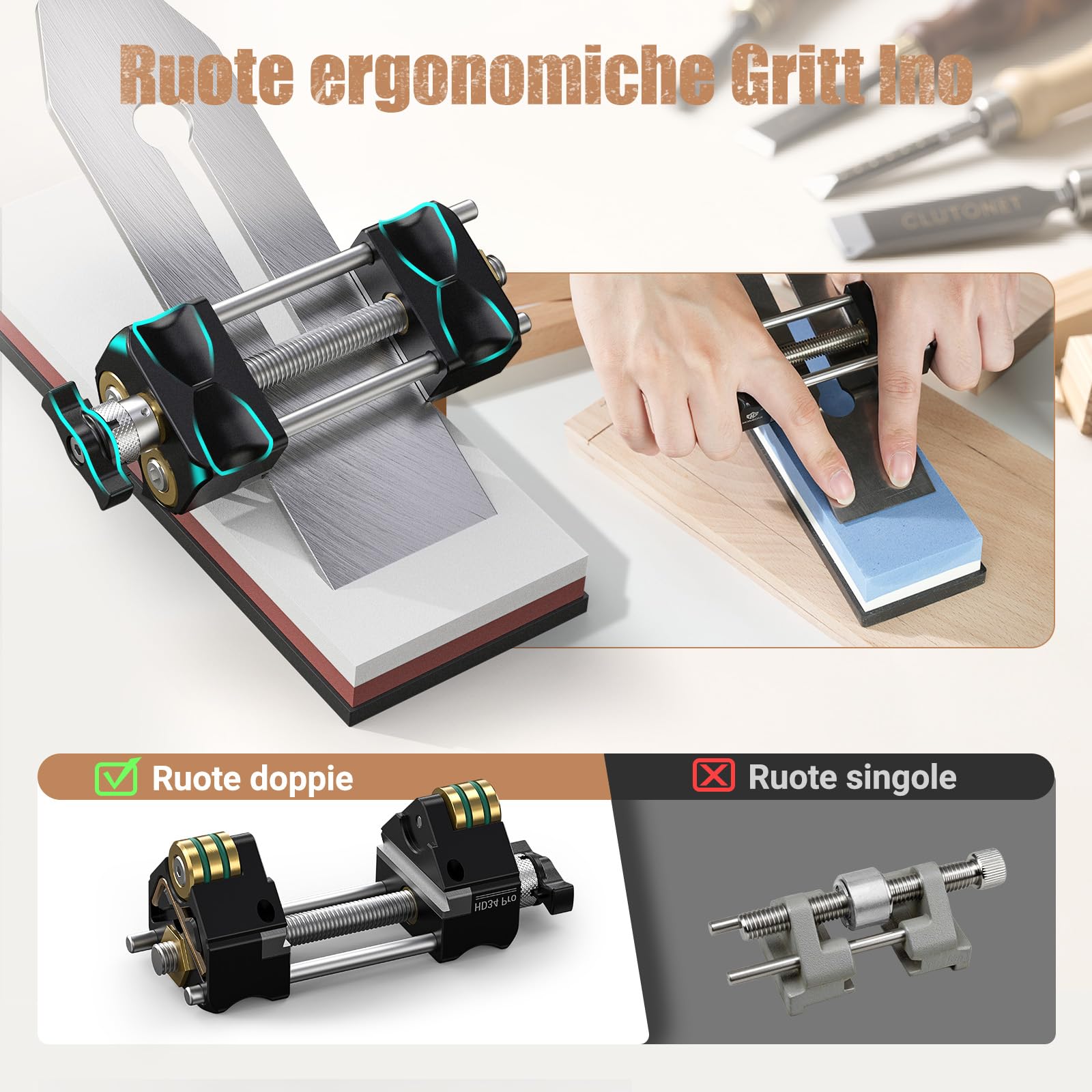 HONGDUI Kit di Affilatura per Scalpelli con Guida di Affilatura, Fisse Angolare & Calibro Angolare, Affilatore per Scalpelli/Piani (0,1"-3,2"), Attrezzo Falegname Professionale